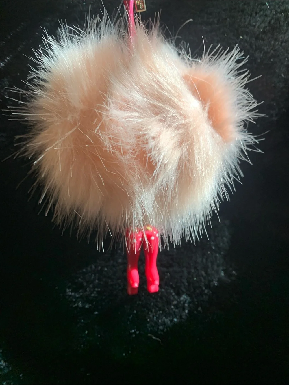 Victoria's Secret Pink Faux Fur Pom Keychain with Hot Pink Doll Legs